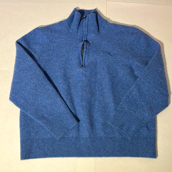 Calvin Klein Other - Calvin Klein quarter zip 100% wool sweater boys large blue shirt hoodie